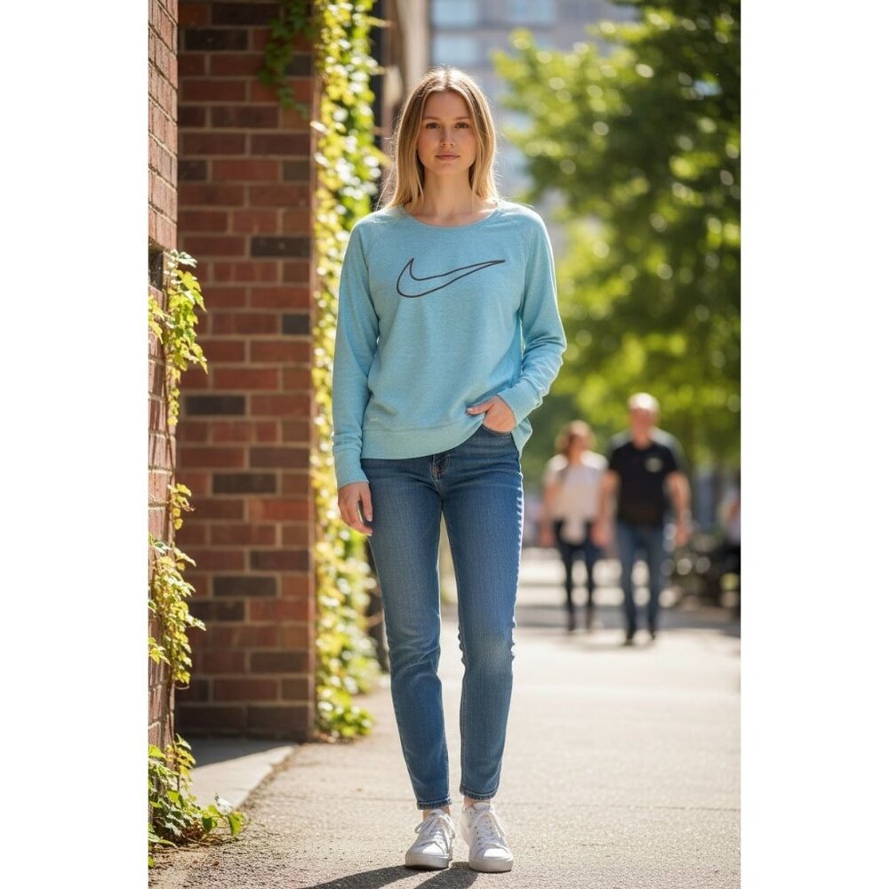 Nike Dri-Fit‎ Womens Blue Long Sleeve Logo Sweatshirt